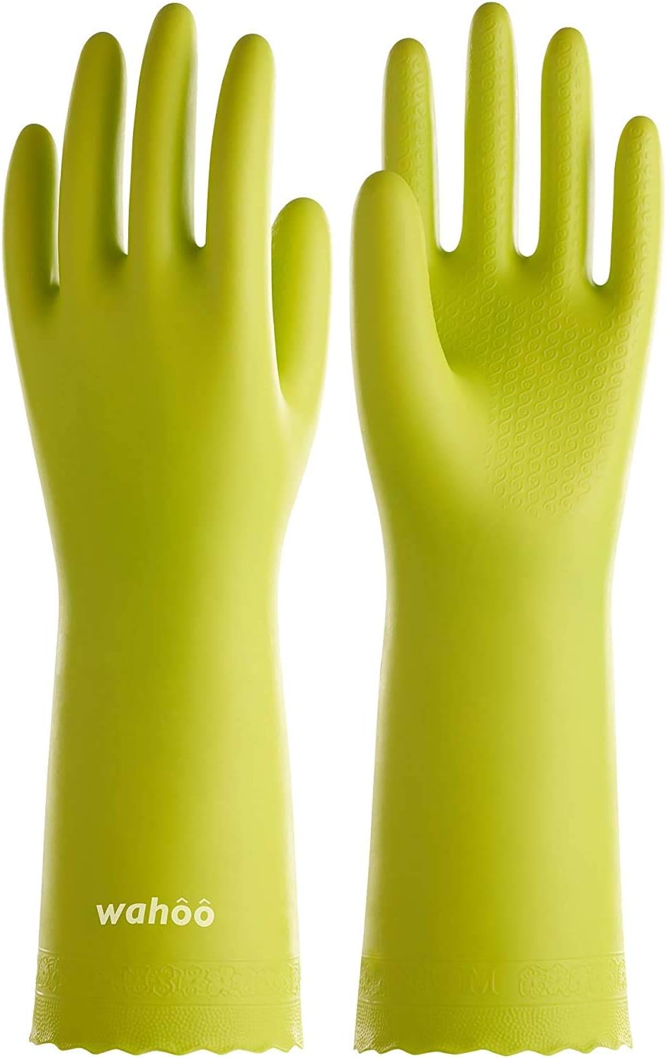 LANON wahoo Skin-Friendly Cleaning Gloves, Dishwashing Kitchen Gloves with Cotton Flocked Liner, Reusable, Non-Slip, Mauve Mist, Medium