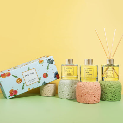 100ml Scent Diffuser with 6 Fiber Sticks, 3.5 oz Reed Diffuser Set Aromatherapy Fragrance Diffusers Air Fresheners for Home Bedroom Bathroom (Coconut)