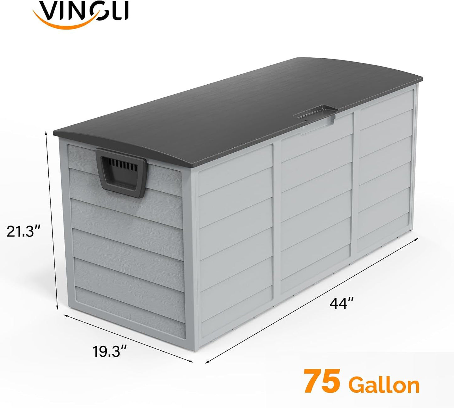 VINGLI 75 Gallon Outdoor Storage Box, Lockable Plastic Storage Containers with Lid, Patio Deck Box Furniture for Garden, Pool, Balcony, Yard (Coffee)
