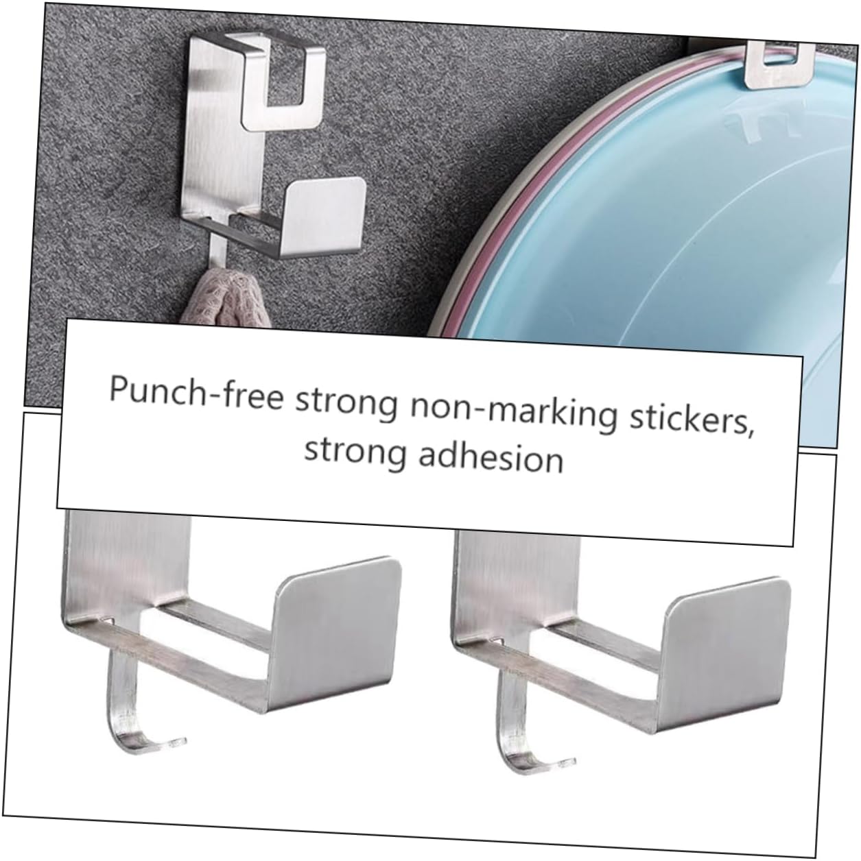 Uonlytech 2Pcs Wall Mounted Washbasin Storage Rack Self Adhesive Bathroom Basin Hanger for Towels Brushes and Cleaning Cloths Compact Durable Design No Punch Needed
