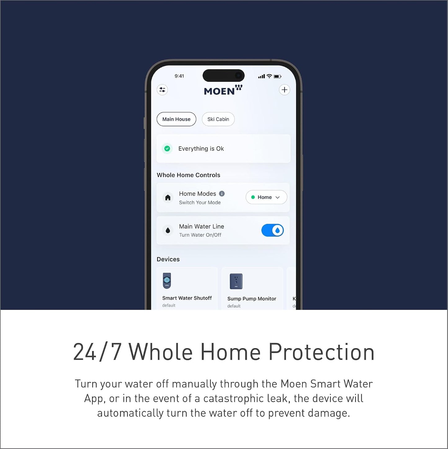 Moen Flo 1-inch Smart Water Shut Off Valve, Smart Home Water Monitor Leak Detector, Wifi Connected, App Enabled Flow Meter and Shutoff, 900-006
