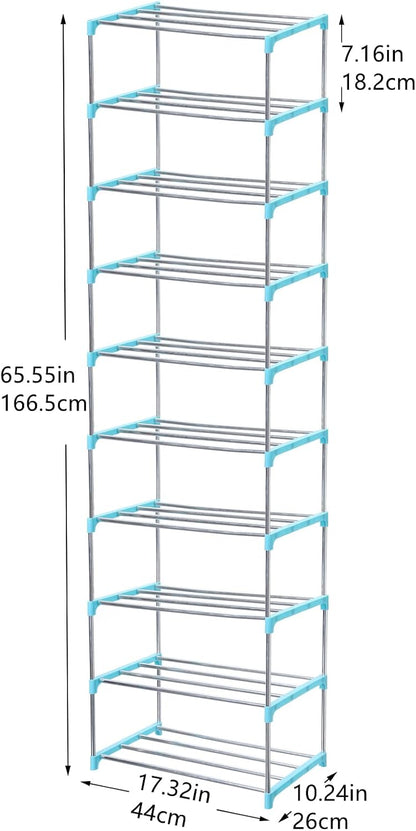 Jucaifu Stackable Small Shoe Rack, Entryway, Hallway and Closet Space Saving Storage and Organization (3-Tier, White)