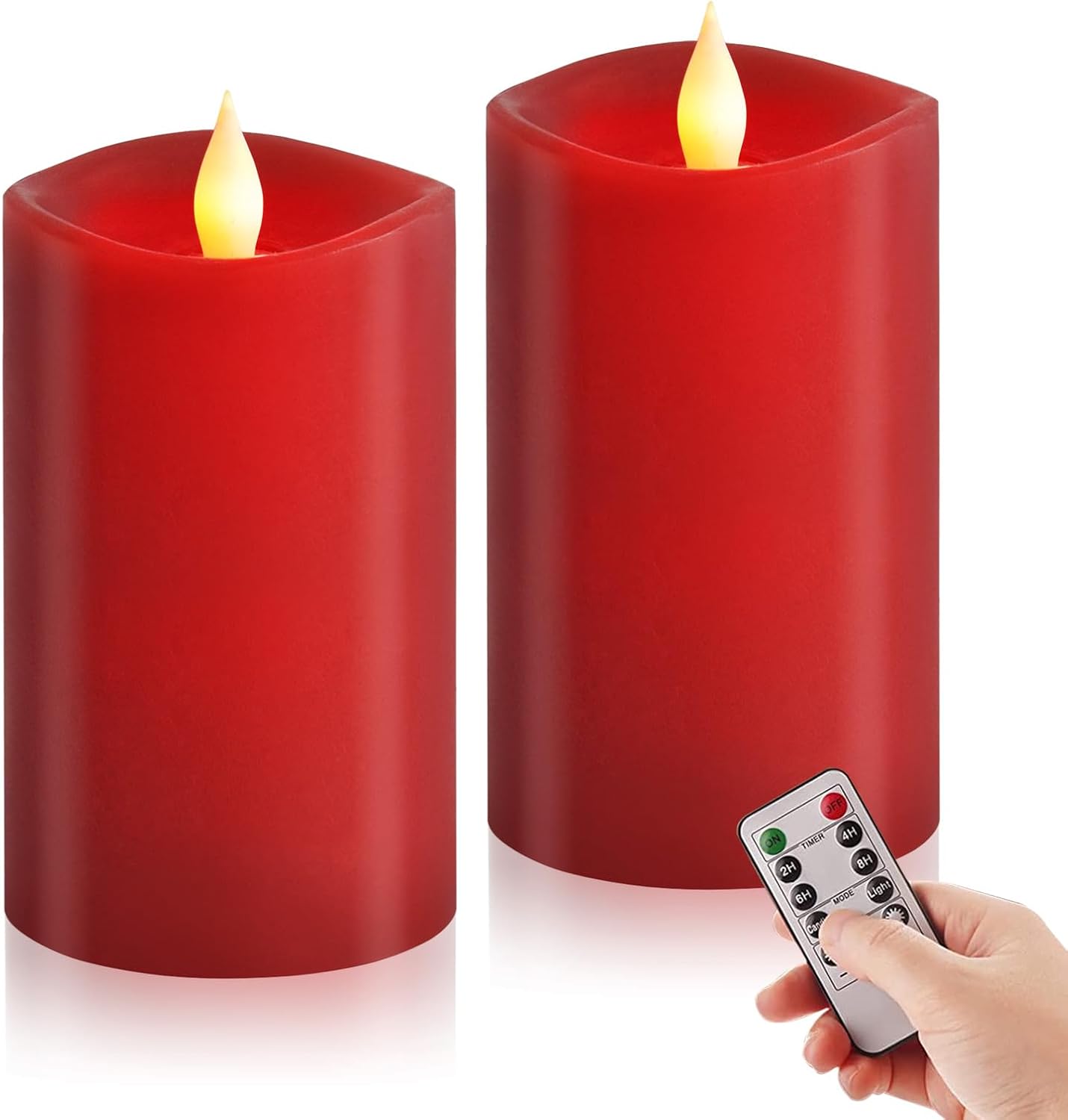 3x3 Flickering Flameless Candles Set of 2, 2AA Battery Life 600 Hours Battery Candles Flickering with Timer,3 inch Flameless Candles with Remote for Indoor/Outdoor, Ivory