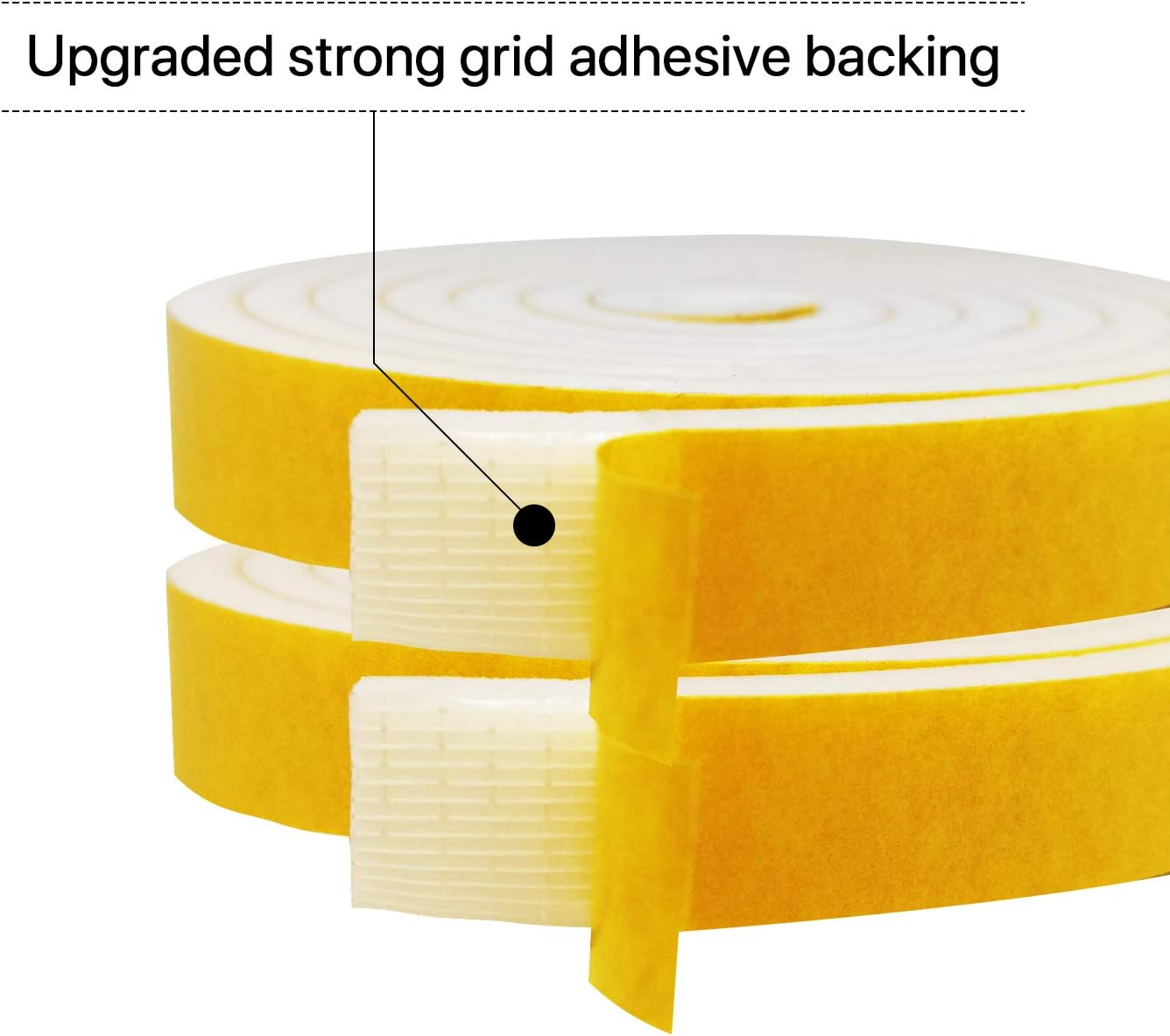 Door Weather Stripping-3 Rolls, 1/2 Inch Wide X 1/2 Inch Thick Total 20 Feet Long, Adhesive Foam Seal Tape for Window Insulation(6.5ft x 3 Rolls)