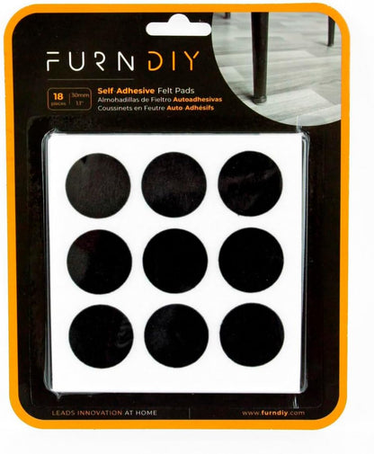 Furndiy Felt Furniture Pads for Hardwood Floors, Self-Adhesive Felt Pad for Chairs & Seat Legs, Easy Slide, Anti Scratch, Noise Stopper, Bumper & Buffer, Floor Protection - Based in USA - 0.8'' Black