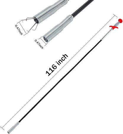Drain Snake，116" Flexible Grabber Claw Tool Reacher Drain Snake Hair Drain Clog Remover for Toilet Sewer Shower Kitchen Bathroom Tub Clogged Drains Opener Cleaning Tool