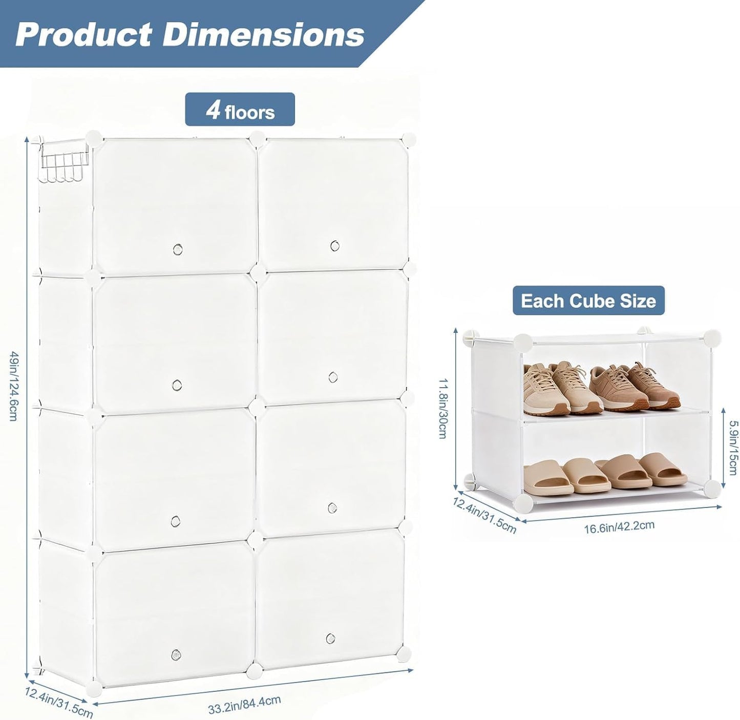 Simple Deluxe 6-Tier Shoe Rack Organizer with Doors, Stackable Shoe Storage Cabinet for Entryway Closet, Plastic Shoe Shelf with Metal Frame, Holds up to 24 Pairs for Bedroom Hallway, Black