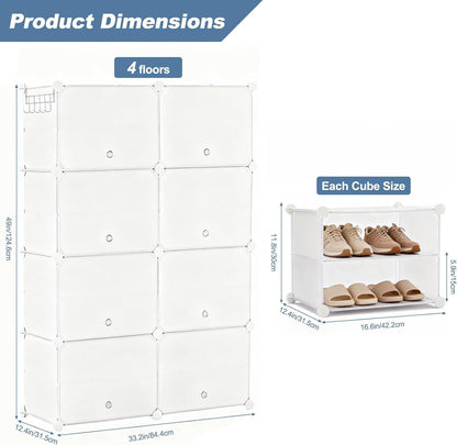 Simple Deluxe 6-Tier Shoe Rack Organizer with Doors, Stackable Shoe Storage Cabinet for Entryway Closet, Plastic Shoe Shelf with Metal Frame, Holds up to 24 Pairs for Bedroom Hallway, Black