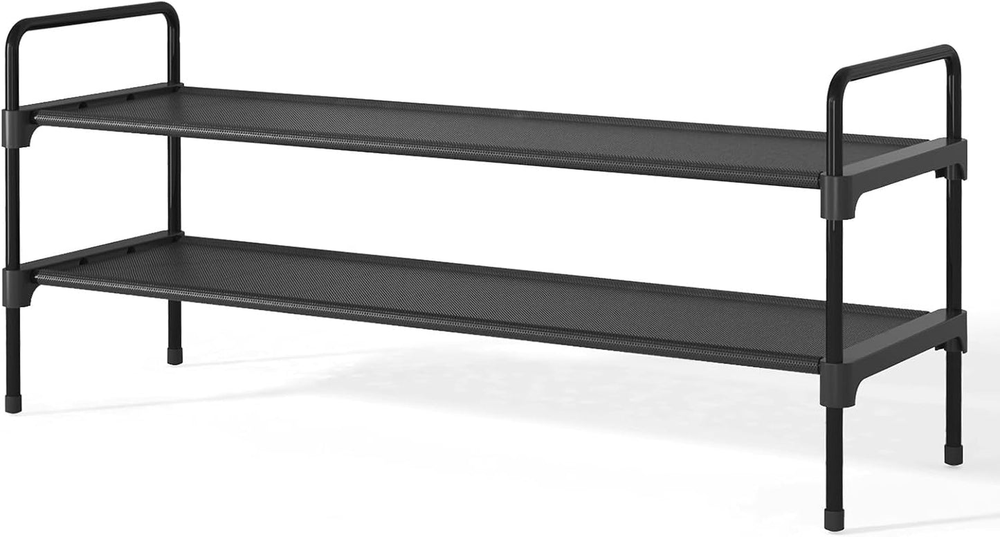 Kitsure Shoe Rack for Closet, Sturdy Shoe Storage for Entryway, Space-Saving Shoe Rack Small and Shoe Shelf, 27.6" Wide, Black