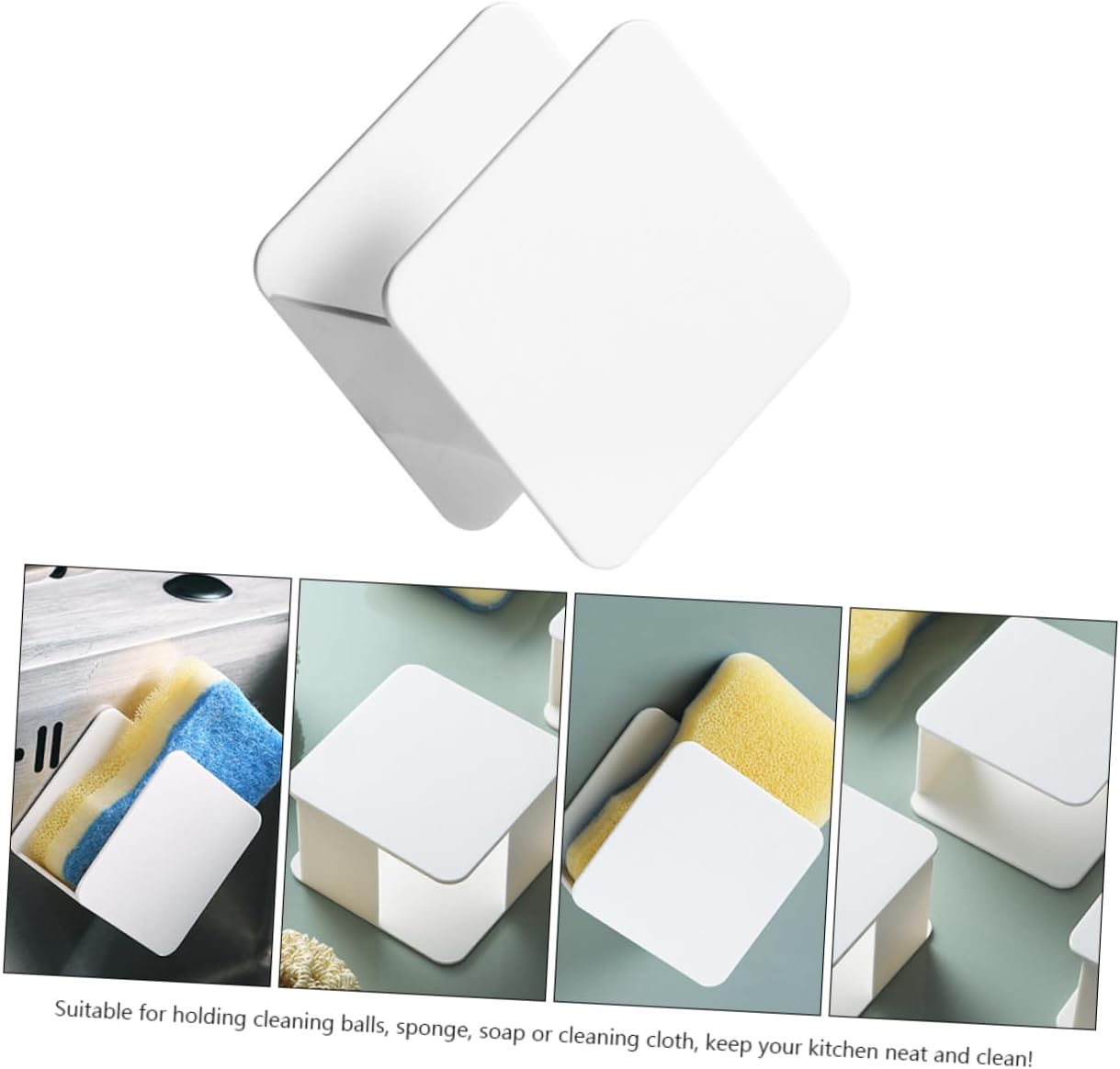 2pcs Wall-Mounted Sponge Drain Rack for Kitchen Sink Quick-Drying Storage Holder for Dishcloths and Cleaning Sponges No-Drill Material Design