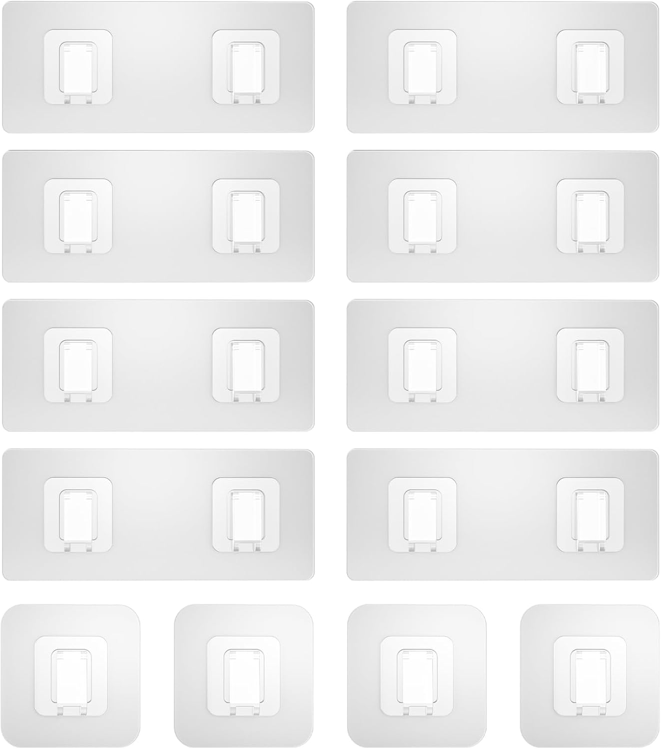 Shower Caddy Adhesive Replacement Flat, Transparent Adhesive Hooks | No Drilling, Waterproof, for Shower Caddy, Strong Bathroom Storage Shelves and Kitchen Racks (Double*8pcs + Single*4pcs)