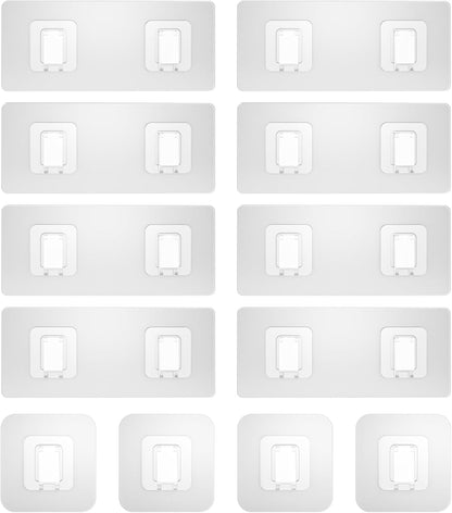 Shower Caddy Adhesive Replacement Flat, Transparent Adhesive Hooks | No Drilling, Waterproof, for Shower Caddy, Strong Bathroom Storage Shelves and Kitchen Racks (Double*8pcs + Single*4pcs)