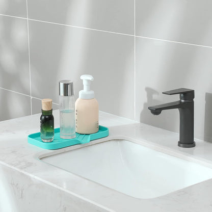 MicoYang Silicone Bathroom Soap Dishes with Drain Spout-Bathroom and Kitchen Sink Organizer,Sponge Holder,Dish Soap Tray,Perfect for Dispenser,Scrubber,Bottle,Cup on Sink or Counter-Coffee 4.9"×3.2"