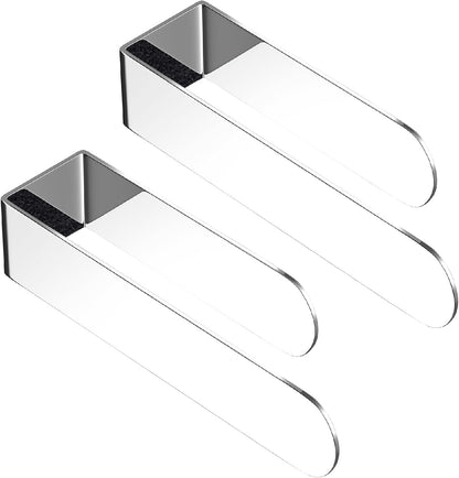 HUFEEOH 2 Pack Adhesive Hand Towel Holder, Kitchen Towel Rack Towel Bars Wall Mounted, Stainless Steel Bath Towel Hanger for Bathroom Hotel Kitchen (White, 8 Inch(2PC))