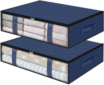 StorageRight Under Bed Storage Bags 3 Pack, 40L Large Clothes & Comforter Storage Containers with Clear Window, Breathable Fabric Organizer for Blankets, Bedding, Seasonal Clothing