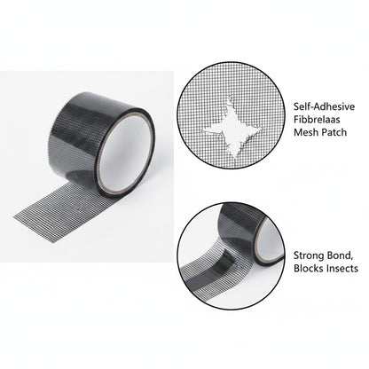 Self-Adhesive Window Screen Repair Tape, Fiberglass Mesh Patch for Holes and Tears, 2 in x 78.7 in Roll for Door and Window Screens