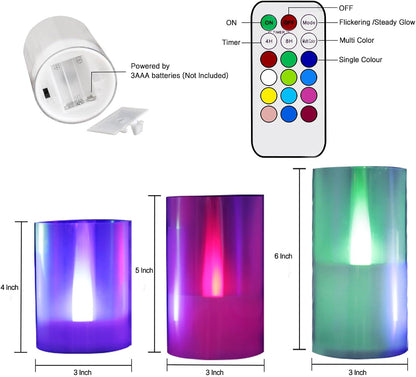 LANKER Flameless Candles with Remote Control and Timer, Battery Operated LED Pillar Candles, Romantic Light, Set of 3 (Warm White)