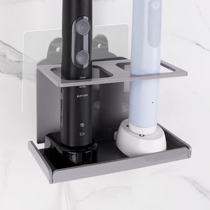 Electric Toothbrush Holder Wall Mounted, Electric Toothbrush Cord Organizer Holds 1 Chargers, Self Adhesive Electric Toothbrush Stand for Bathroom, Medicine Cabinet, Dorm(Black)