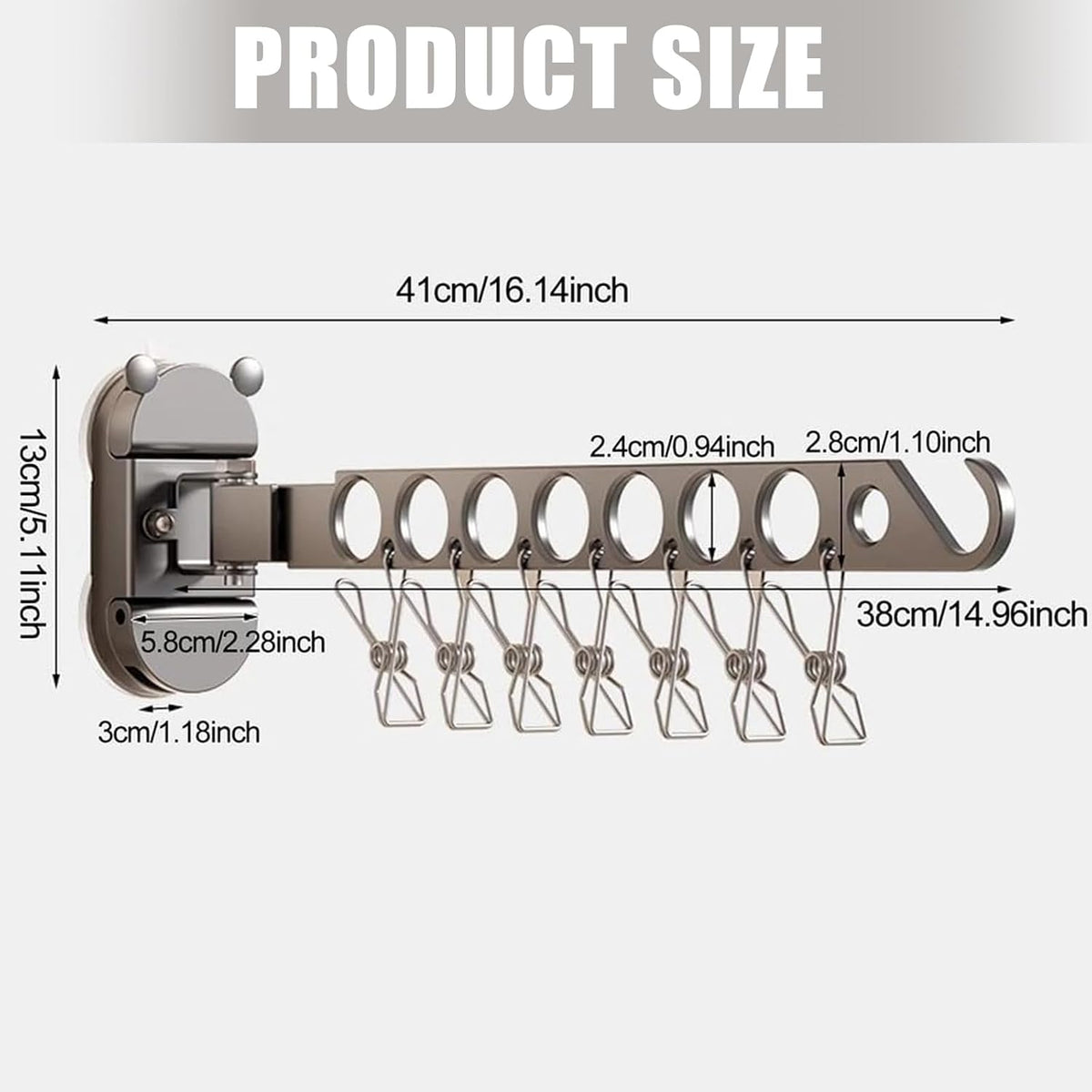 PANGBOER Strong Suction Cup Wall Mounted Drying Rack Multiple Rod Saving Laundry Organizers Easy to Use for Bathroom Balconies
