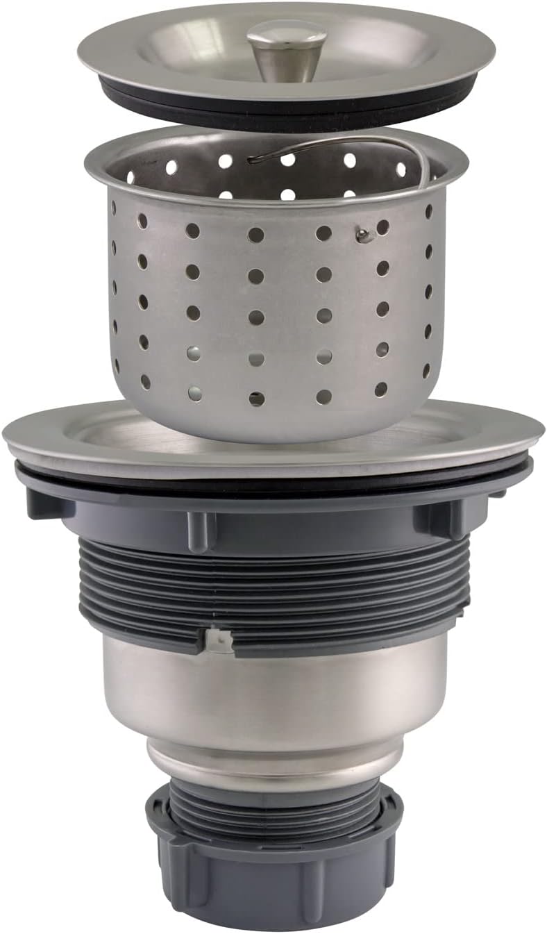 Design House 542936 Kitchen Sink Anti-Clogging S304 Stainless Steel Drain Strainer with Deep, Removable Food Waste Catching Basket