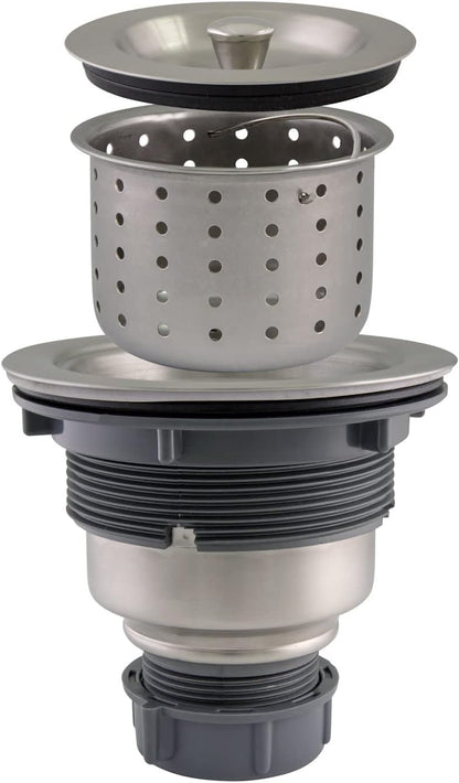 Design House 542936 Kitchen Sink Anti-Clogging S304 Stainless Steel Drain Strainer with Deep, Removable Food Waste Catching Basket
