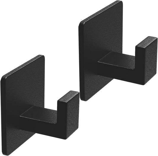 VAEHOLD 4 Pack Adhesive Towel Hooks, Heavy Duty Wall Hooks Aluminum Hooks Stick on Door, Kitchen, Bathroom for Hanging Coat, Hat, Towel, Robe, Clothes (Black)