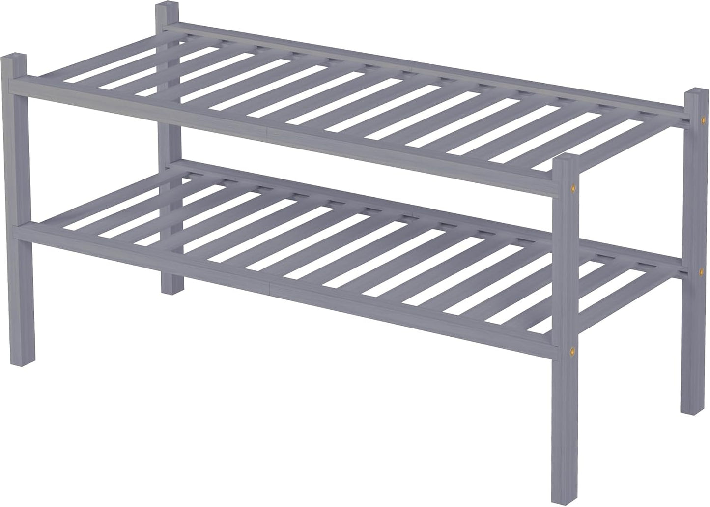 ROMGUAR CRAFT 3 Tier Bamboo Shoe Rack for Closet Free Standing Wood Shoe Shelf Storage Organizer for Entryway Small Space Stackable 27"x11"x20" (Natural)
