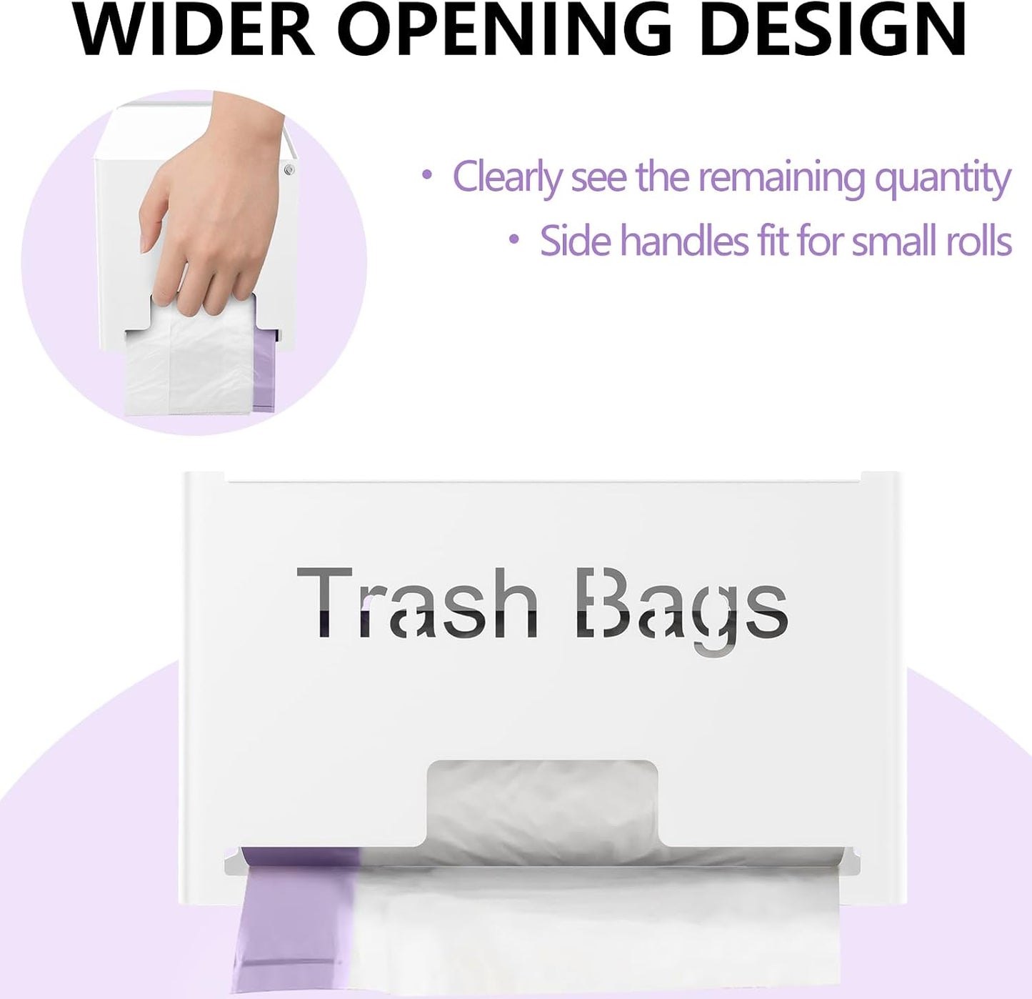 STWWO Large Trash Bag Holder Dispenser, Metal Garbage Bag Dispenser Roll Holder, Kitchen Trash Storage Organizer for Under Sink, Wall Mounted or Freestanding, Black