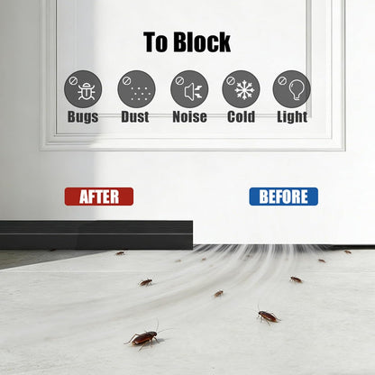 Black Door Draft Stopper 2” W x39”L, Door Bottom Blocker for Exterior/Front Doors, Adjustable Under Door Seal Sweep Weather Stripping, Sound Proofing Door Insulation Strips
