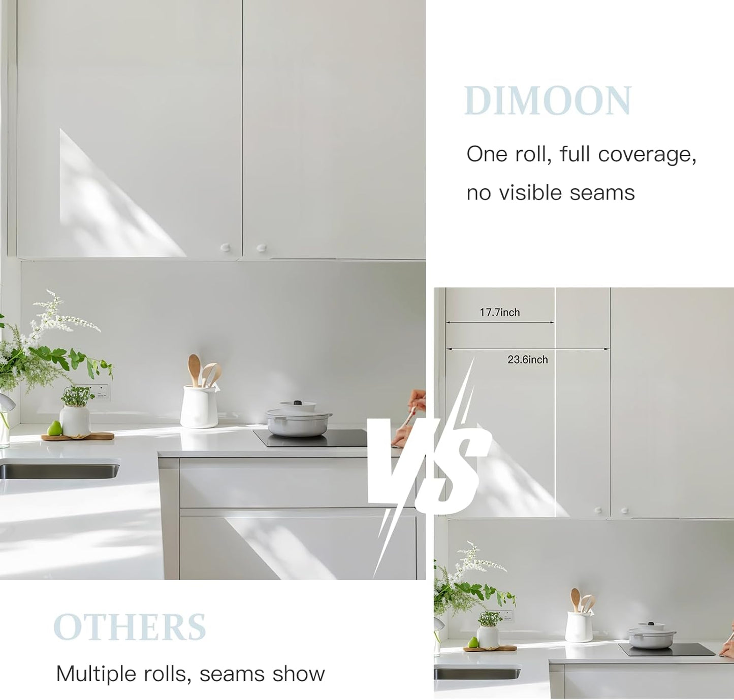 Dimoon 17.7''x118'' Peel and Stick Wallpaper White Contact Paper for New Environmentally Friendly Materials Thickening Upgrade Embossed Renter Friendly Wall Paper Modern Vinyl Wrap Countertop Bedroom