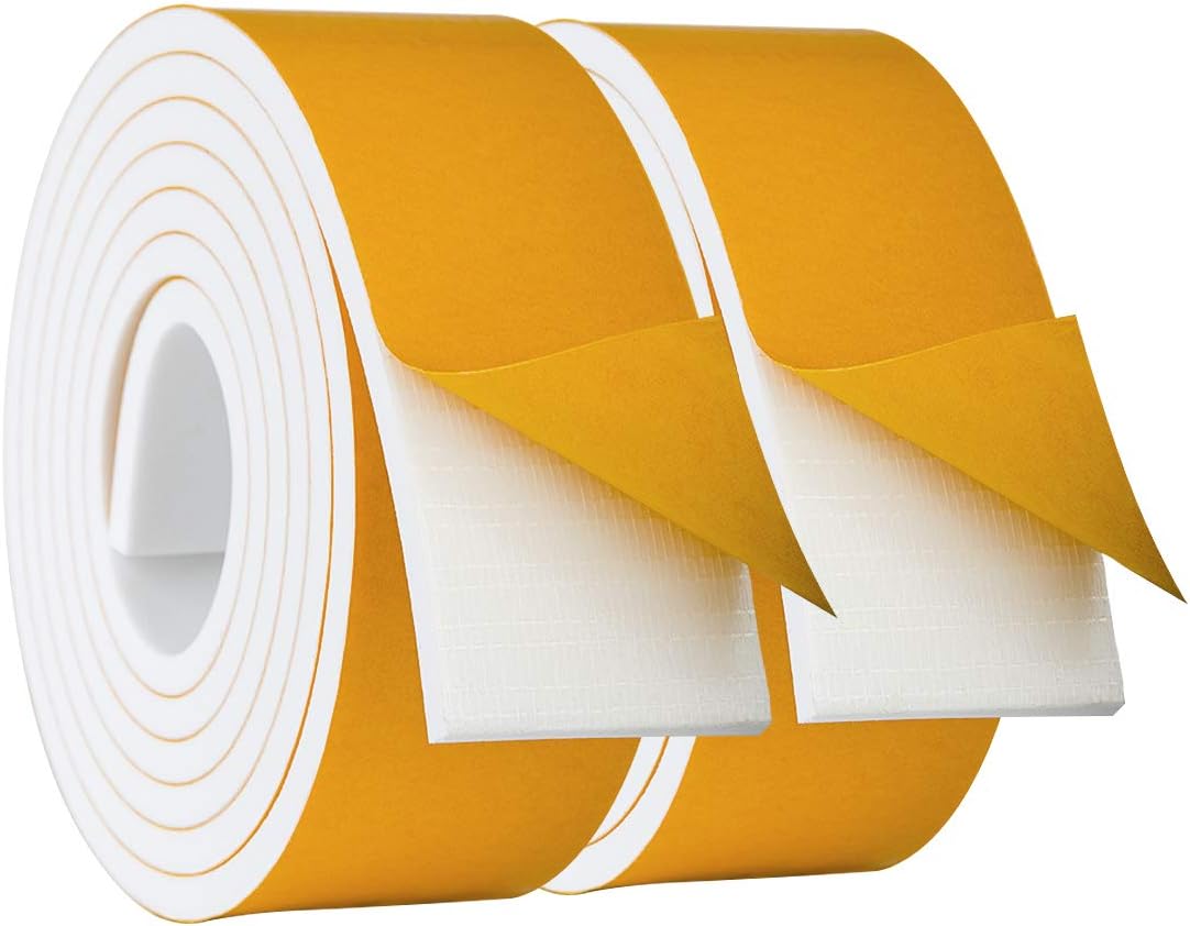 ToLanbbt White Door Window Weather Stripping Self Adhesive Foam Tape High Density Foam Sealing Strip Window Insulation Weatherproof Gasket Tape for Doors and Windows (1/2" W X 1/8" T X 16.5')