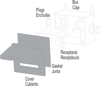 Sigma 14249 Weatherproof 1-Gang Horizontal GFCI Receptacle Cover, Gray