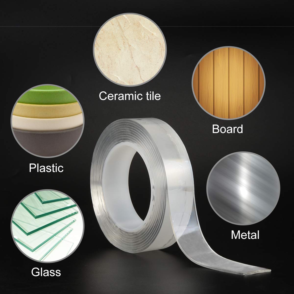 Double Sided Tape Heavy Duty, 3M Mounting Tape, Traceless Reusable Clear Adhesive Nano Tape, Washable Removable Strong Sticky Gel Grip Tape for Home Wall Photos Posters Fix Carpet Mats