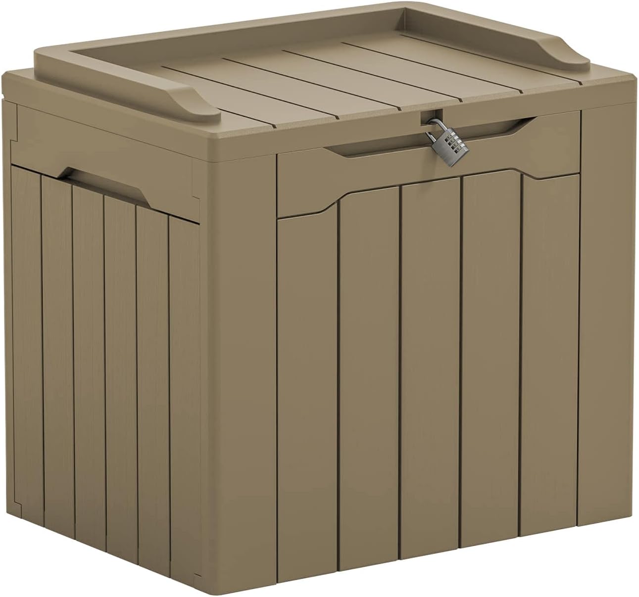Greesum Outdoor Storage Box 31 Gallon Storage Box with Lid for Patio Furniture, Garden Tools, Pool Supplies, Waterproof and UV Resistant, Lockable, Dark Black