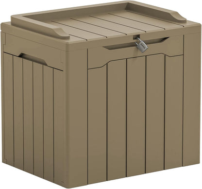 Greesum Outdoor Storage Box 31 Gallon Storage Box with Lid for Patio Furniture, Garden Tools, Pool Supplies, Waterproof and UV Resistant, Lockable, Dark Black