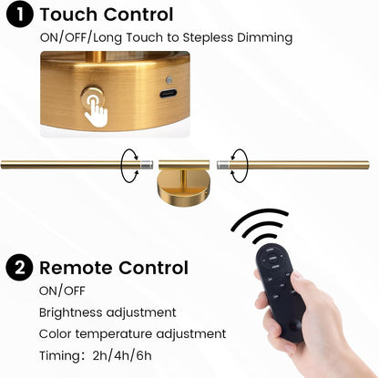 JOFIOS Battery Operated Wall Sconces Set of 2, 360°Rotation Wireless Rechargeable Wall Lights: Dimmable Detachable Wall Lamp with Remote Control, 3000K-6000K Infinite Dimming Wall Sconce 27.6 Inch