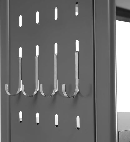 Over The Washer and Dryer Storage Shelf with Adjustable Shelf, 3 Tiers Expandable Over Toilet Storage Rack with Hooks Laundry Organizer Standing Shelf Gray for Laundry Room Bathroom