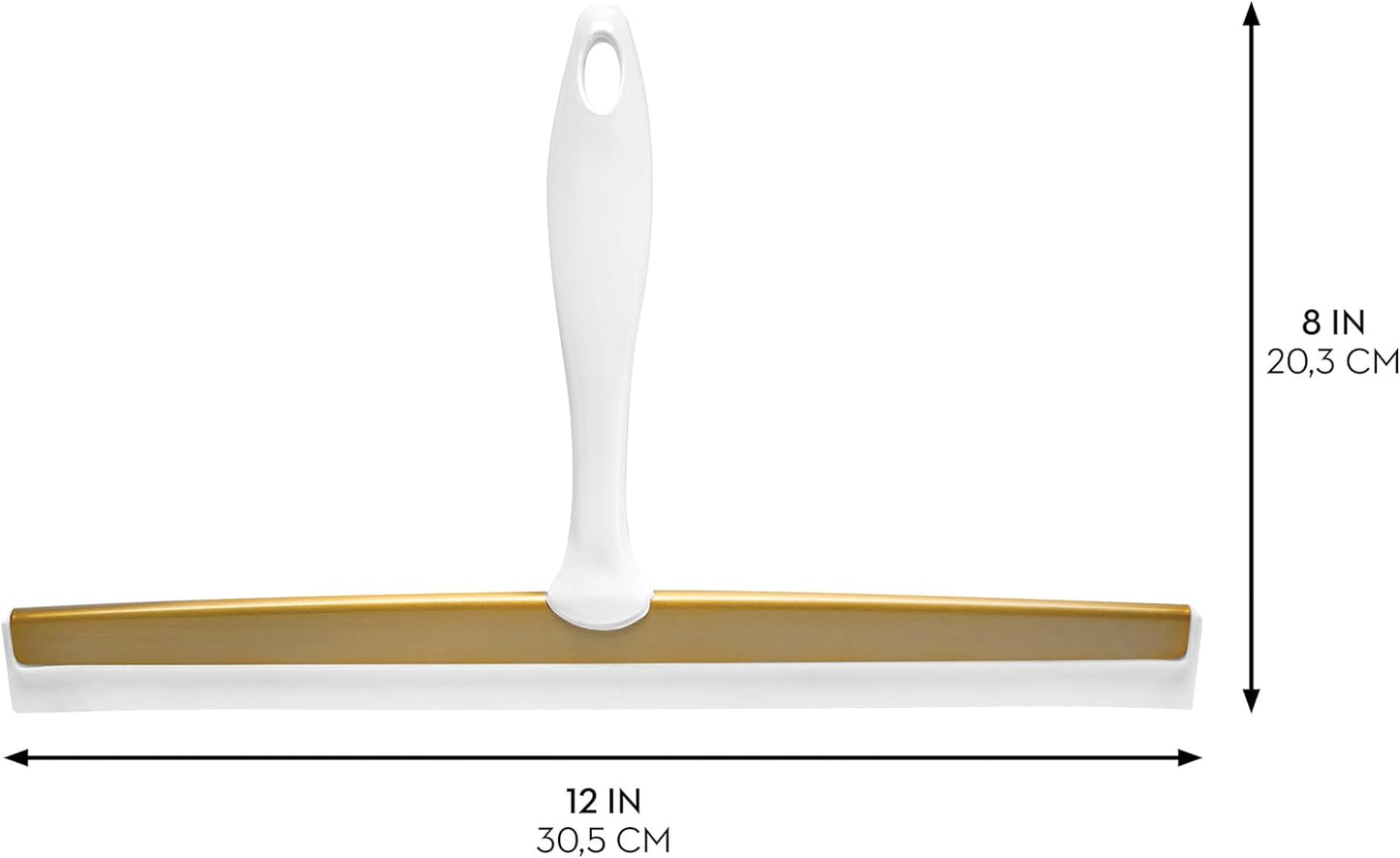 iDesign Zia Metal and Plastic Bathroom Squeegee for Shower, Glass Doors, Floors, Mirrors, with Suction Hook Holder , 12 Inches, Clear and Stainless Steel