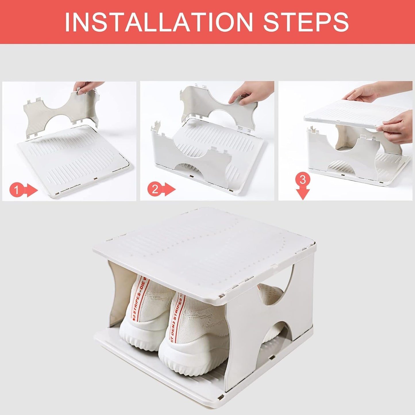 6-Tier Shoe Rack, Stackable Storage Organizer for Bedroom Entry, Adjustable Rack, Shoe Slots Shelf, Easy Tower Rack, Grey