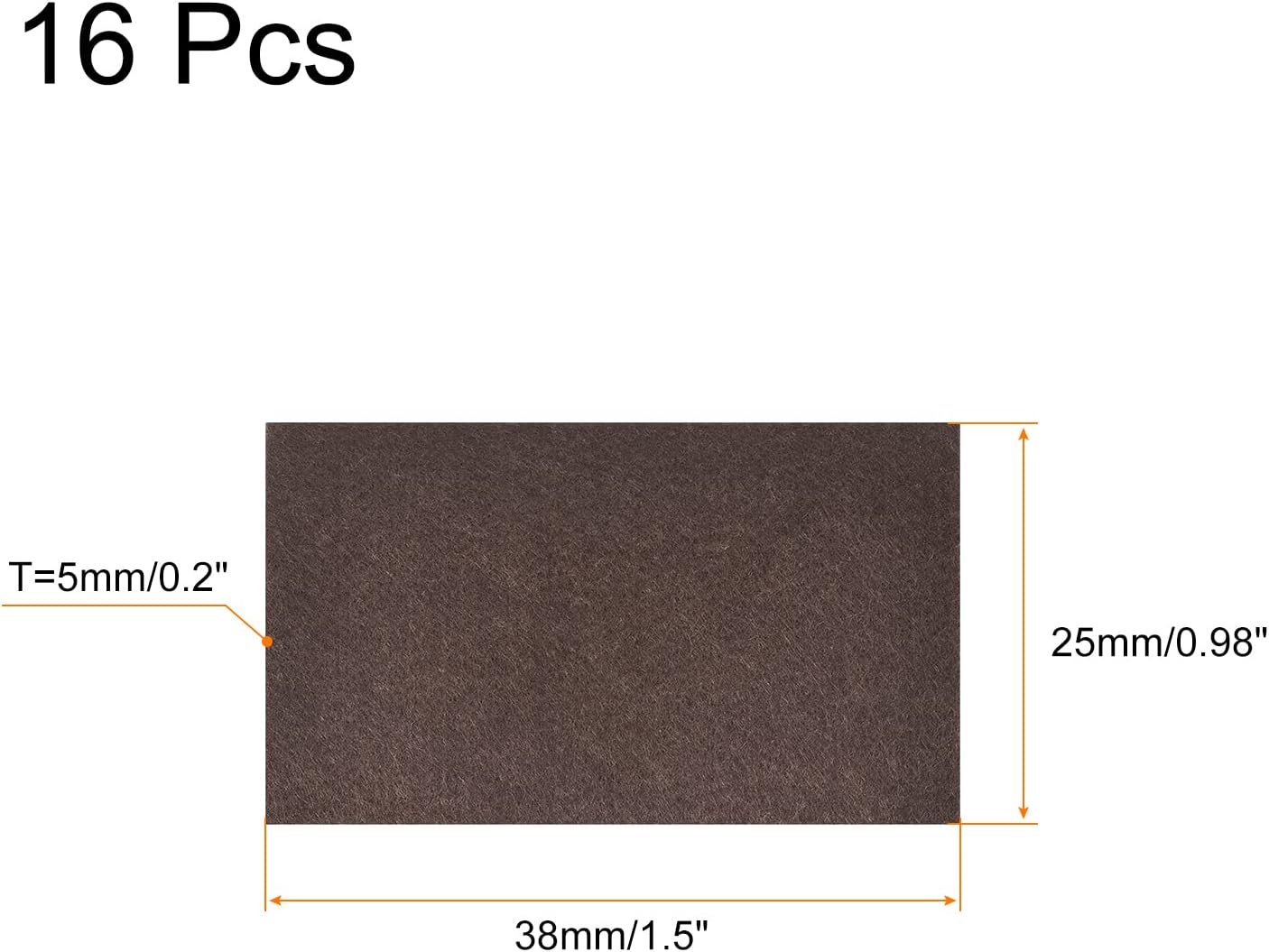 uxcell Felt Furniture Pads, 1.5-inch x 1-inch Self Adhesive Cuttable Anti Scratch Square Floor Protectors for Furniture Legs Hardwood Floor, Brown 16Pcs