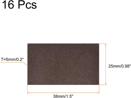 uxcell Felt Furniture Pads, 1.5-inch x 1-inch Self Adhesive Cuttable Anti Scratch Square Floor Protectors for Furniture Legs Hardwood Floor, Brown 16Pcs