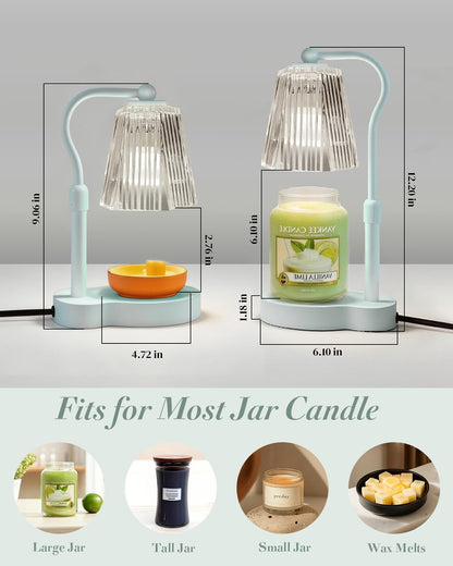 Candle Warmer Lamp with Timer & Dimmable Settings, Adjustable Height Flameless Scented Wax Melter for Jar Candles, Elegant Home Decor Warmer Lamp with 2 Bulbs, Gift for Women Mom Friend Family, Black