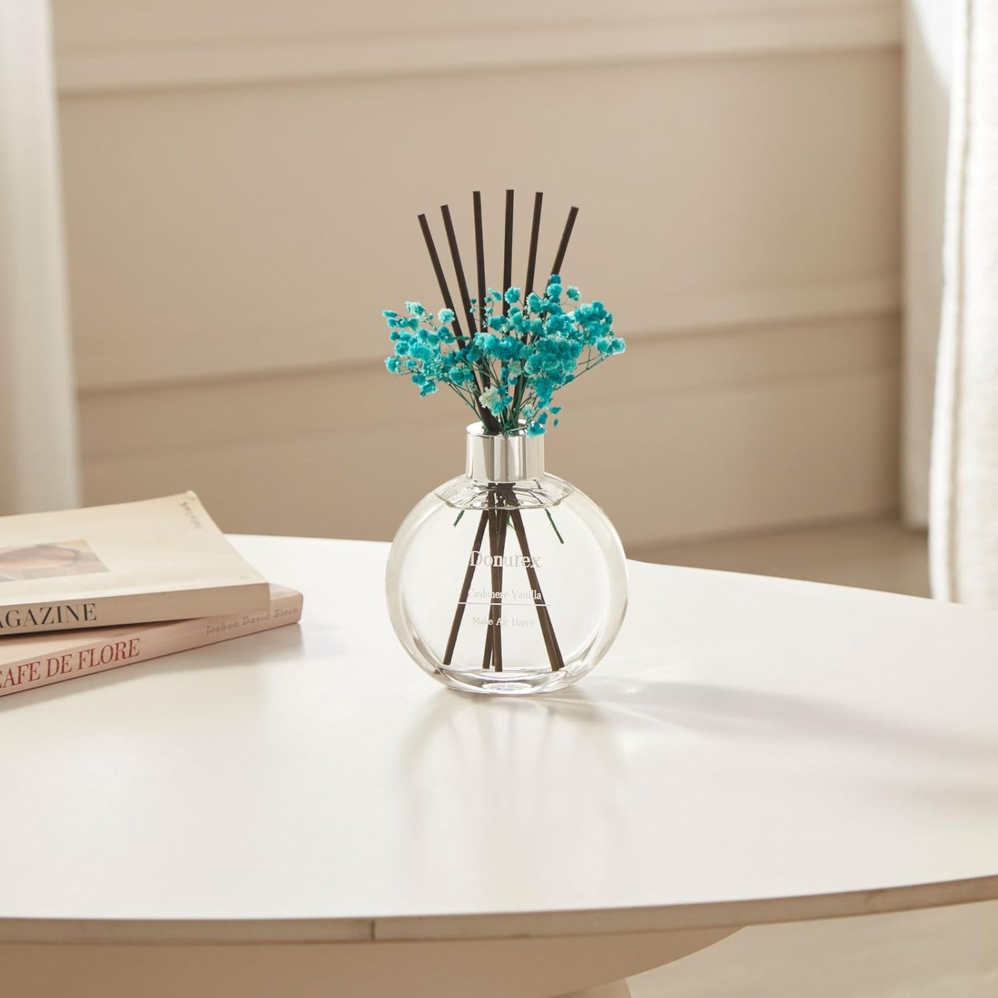 Flower Reed Diffuser Set 5.07oz Satin Rose Scent Diffuser with Sticks Home Fragrance Reed Diffuser for Bathroom Shelf Decor