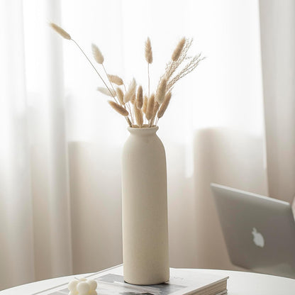 Ceramic Vase Set-3, Small Flower Vases for Decor, Modern Boho Farmhouse Style, Decorative Vases for Pampas Grass & Dried Flowers, Distressed Finish (Beige)