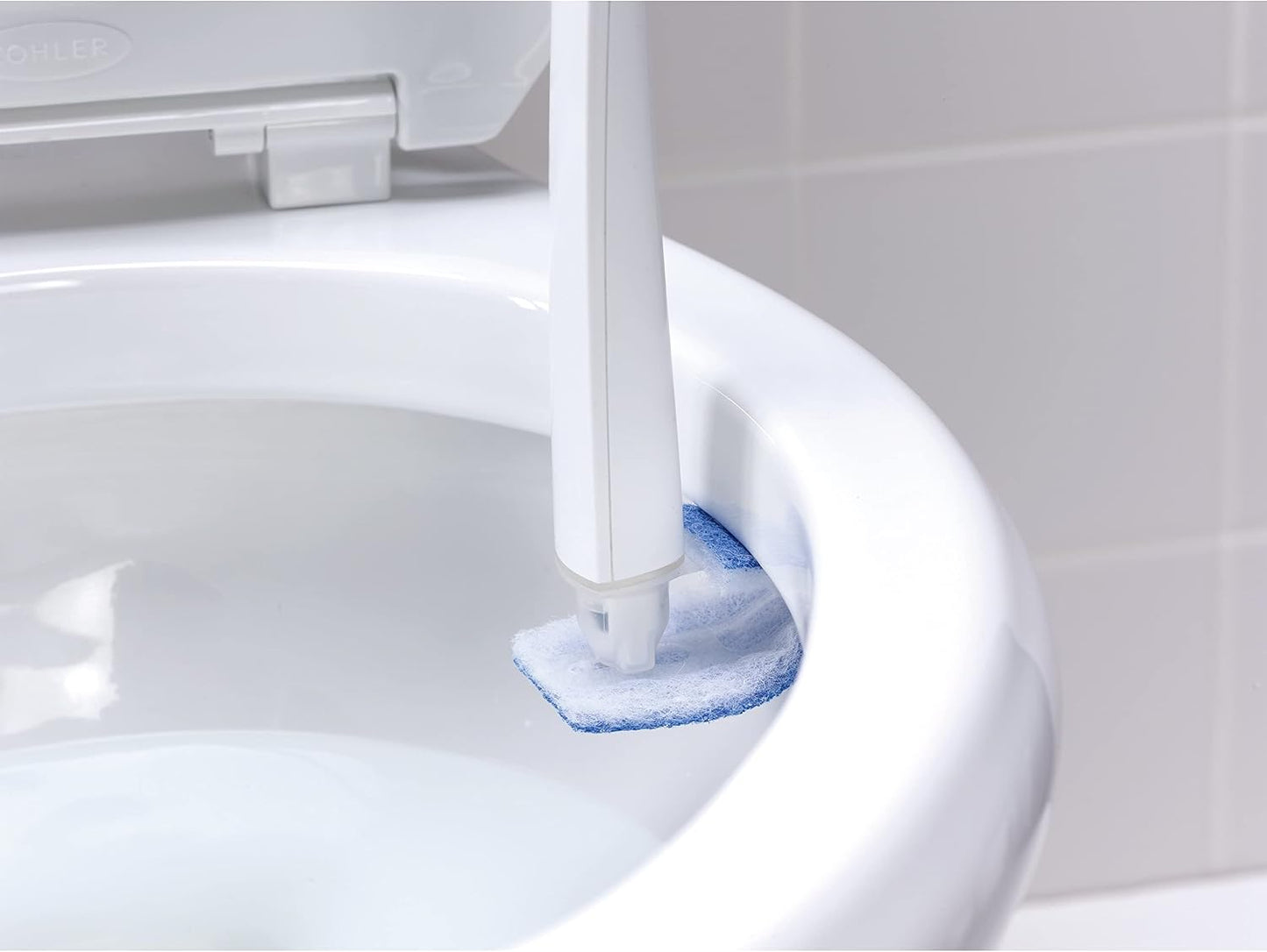Scotch-Brite Disposable Toilet Scrubber Starter Kit, Disposable Refills with Built-in Bleach Alternative, Includes 1 Handle, Storage Caddy and 5 Refills