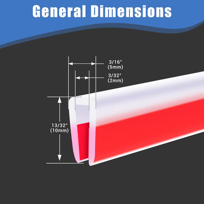 Clear Rubber Edge Trim, Self-Adhesive Silicone Edge Trim, Edge Protector for Sheet Metal, Glasses or Flexi Glasses, Silicone Rubber Material, Transparent Color, Fit 1/4"(6mm), U Channel Edge Guard