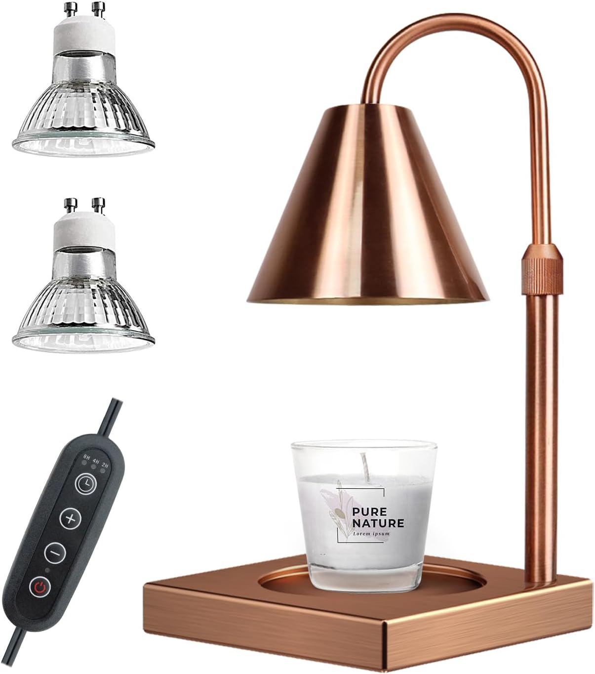 LALISU Candle Warmer Lamp, Stepless Dimming Candle Warmer Lamp with Timer & Dimmer Height Adjustable Compatible with Jars Scented Wax for Home Decor (Metal Base-Black)