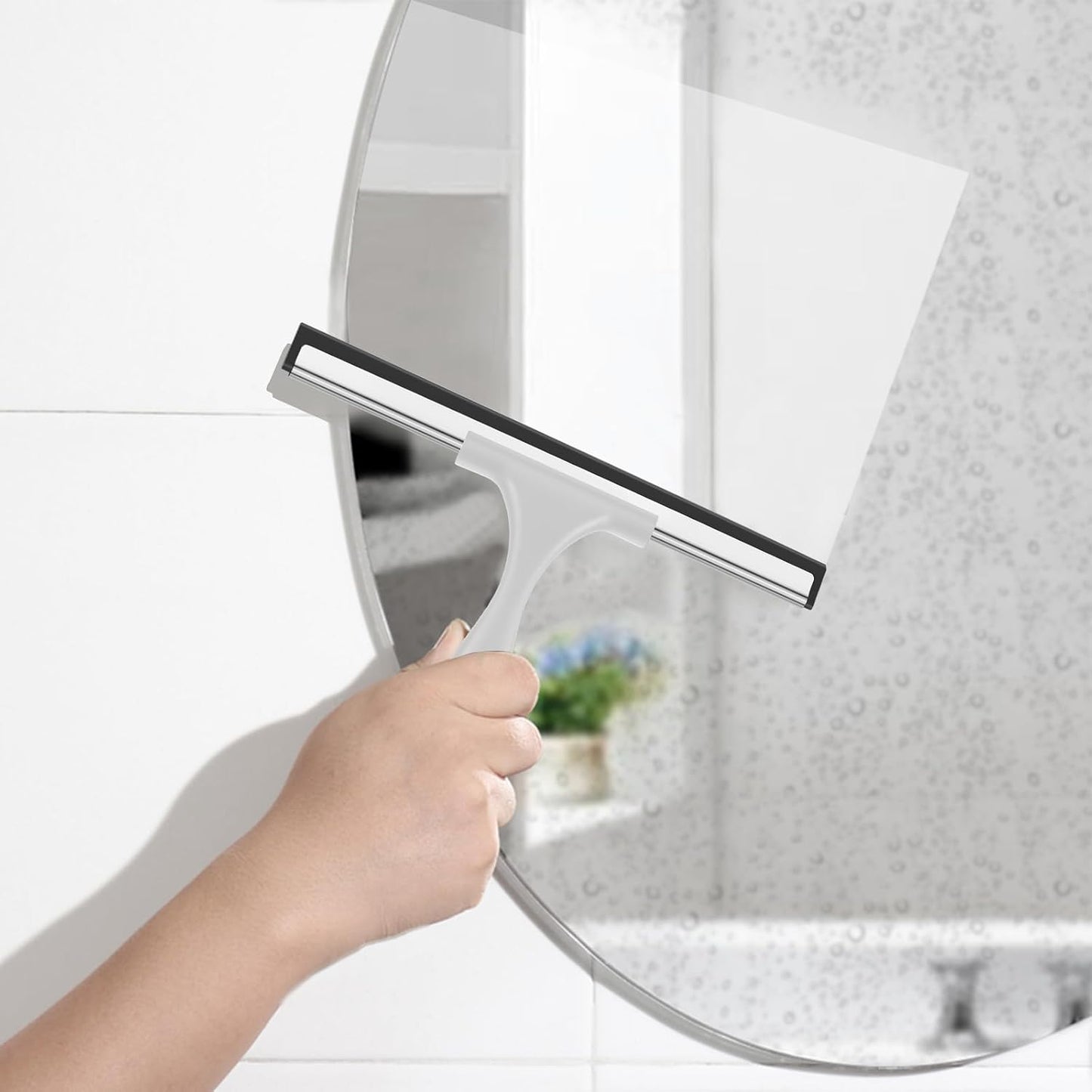 SetSail Squeegee for Shower Glass Door Stainless Steel Shower Squeegee for Glass Doors All-Purpose Window Squeegee for Tile Shower Walls, Sink, Mirror, Bathroom, Car Window Cleaning 10 Inches