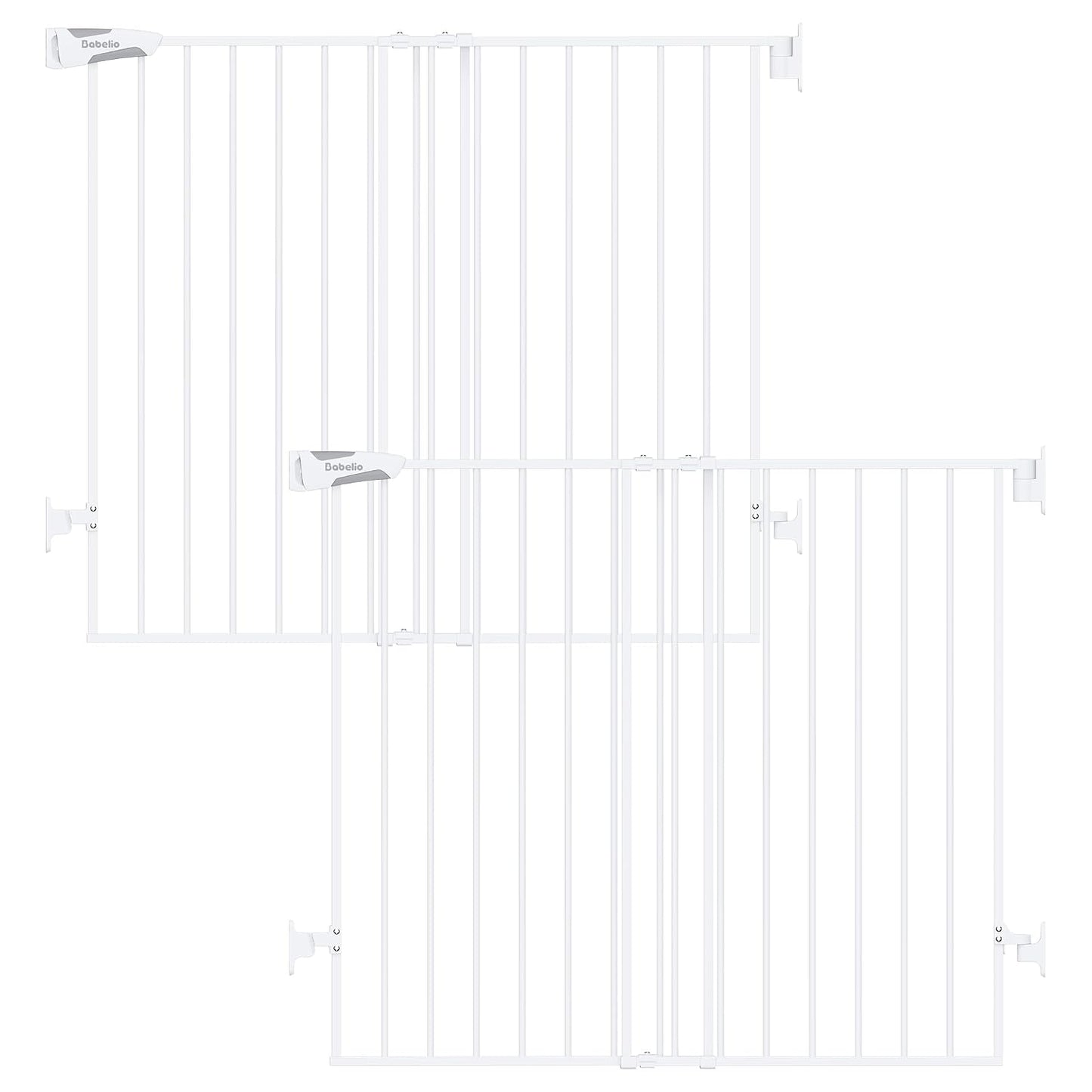 Babelio Baby Gate for Stairs, Kitchen & Doorways, No Bottom Bar| One-Handed Operation| Auto-Close| Hardware Mount (Drill Needed) Safety Dog/Pet Gate (Black - B17, 26-43" W, 28" H)