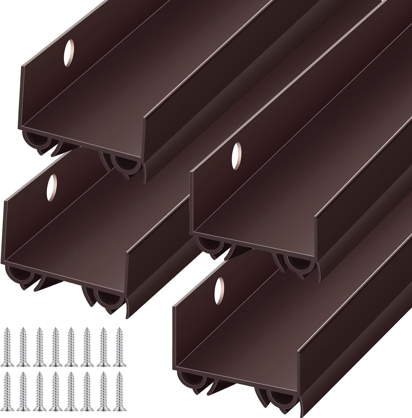 Lineshading 2 Sets Door Sweep Plastic PVC 1 3/4" x 36" Slide on Bottom Exterior Door Seal Strip for Weather Stripping Draft Stopper (Black)